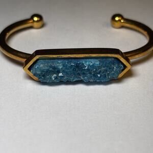 Kinsley Armelle Signed Gold-tone Cuff Bracelet Blue Jewelry